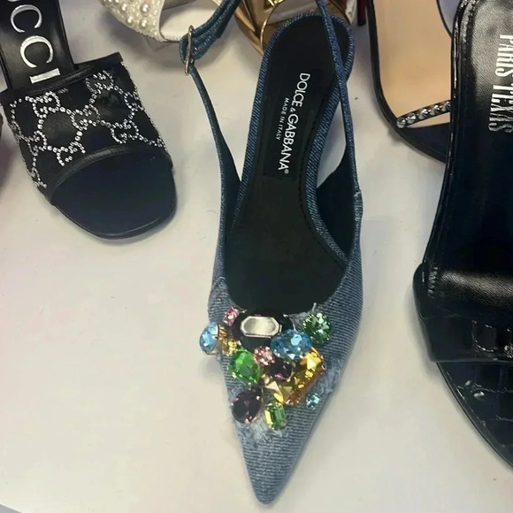 Dolce&Gabbana
Denim Crystal Slingback Pumps - Picture 2 of 2